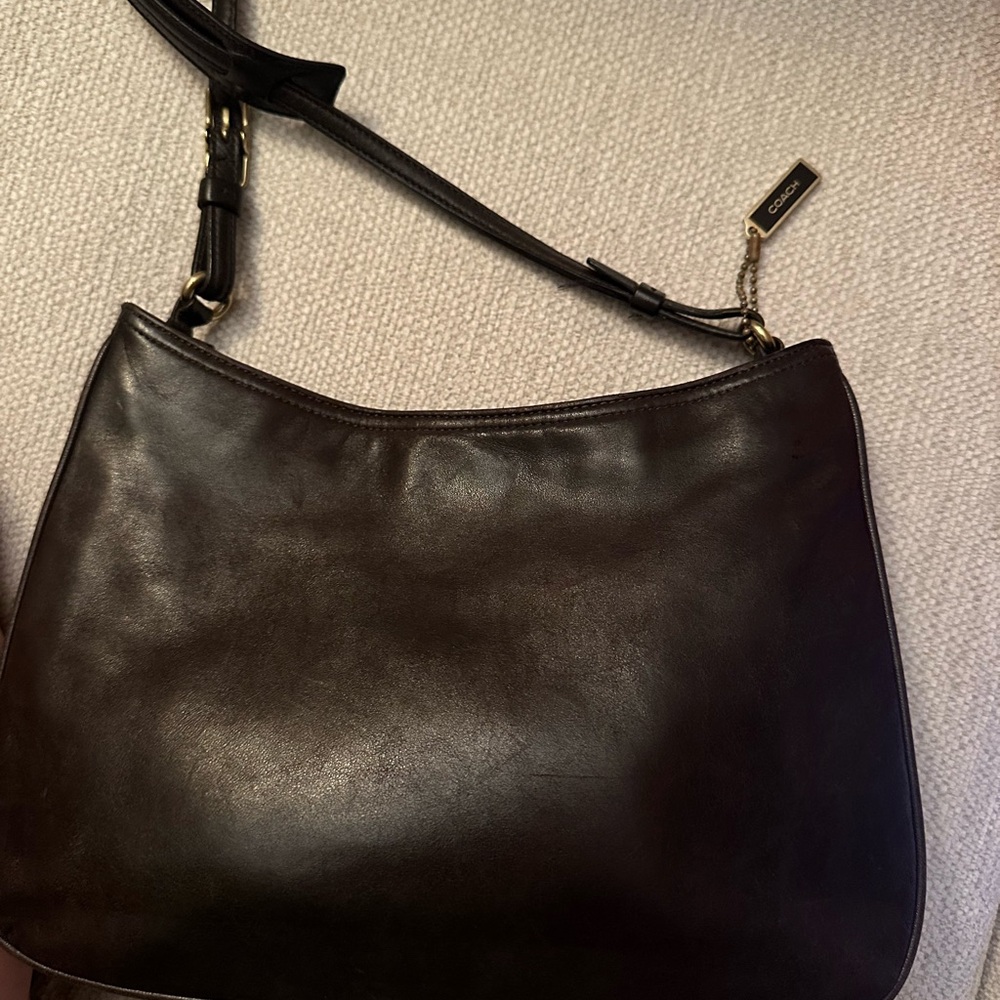 Coach Chocolate Brown Leather Shoulder/ coach ashton slim- girlie nappa hobo